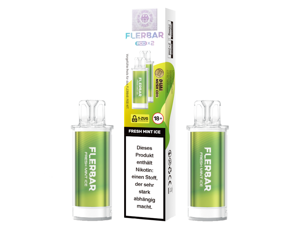 Flerbar - POD Fresh Mint Ice 20 mg/ml (2 Stück pro Packung) 400er Packung