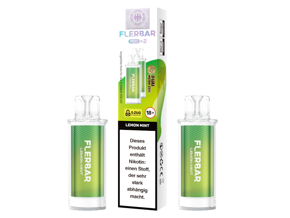 Flerbar - POD Lemon Mint 20 mg/ml (2 Stück pro Packung) 10er Packung
