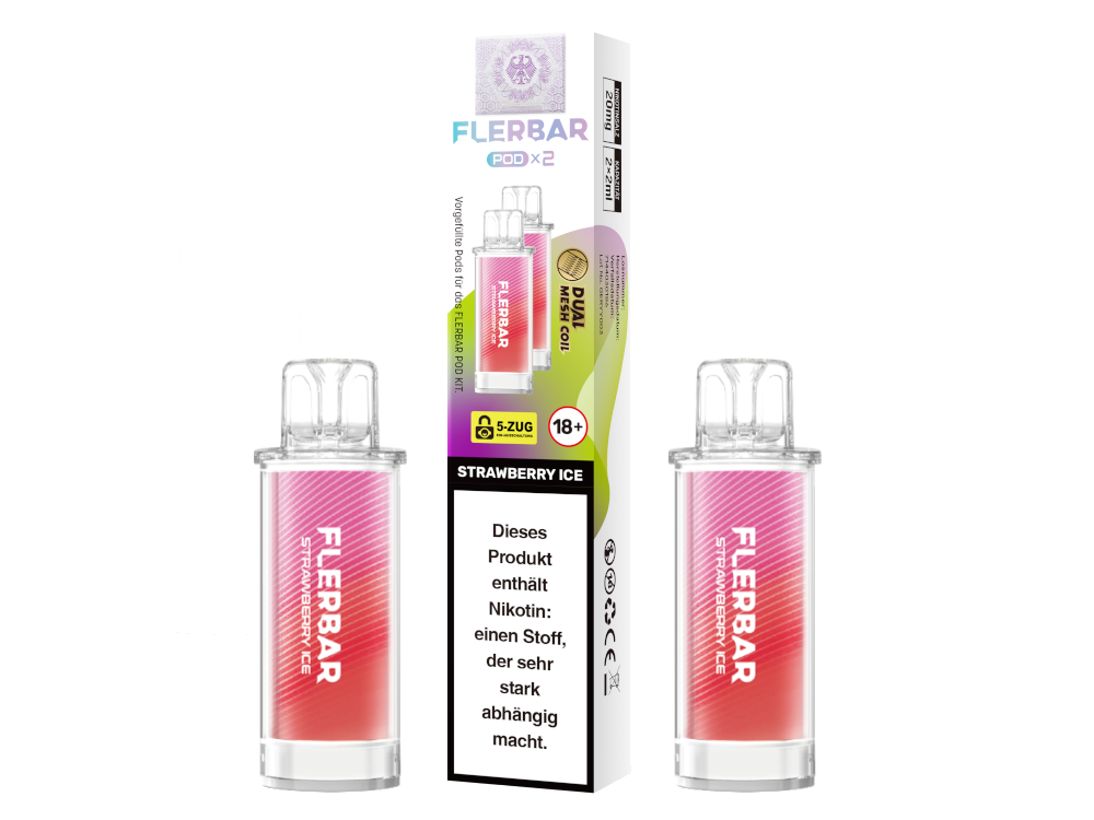Flerbar - POD Strawberry Ice 20 mg/ml (2 Stück pro Packung) 400er Packung