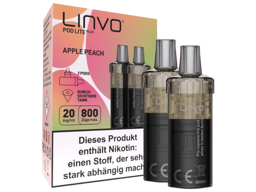 Linvo - Pod Lite Plus Cartridge Apple Peach 20 mg/ml (2 Stück pro Packung) 300er Packung