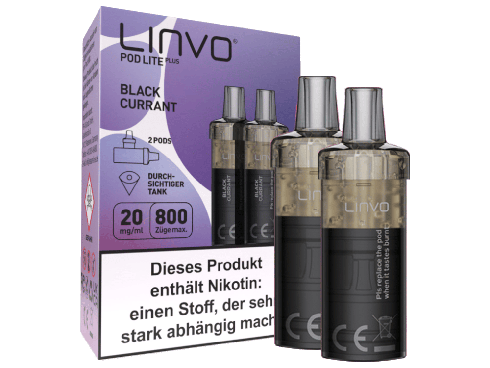 Linvo - Pod Lite Plus Cartridge Blackcurrant 20 mg/ml (2 Stück pro Packung) 10er Packung