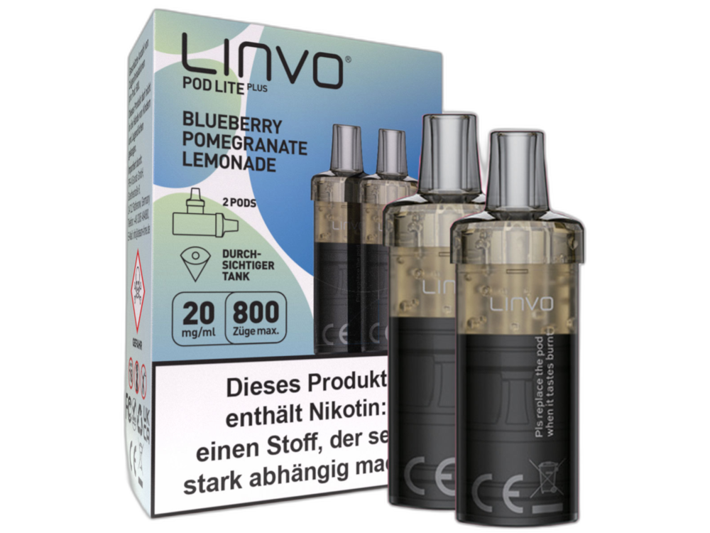 Linvo - Pod Lite Plus Cartridge Blueberry Pomegranate Lemonade 20 mg/ml (2 Stück pro Packung) 300er Packung