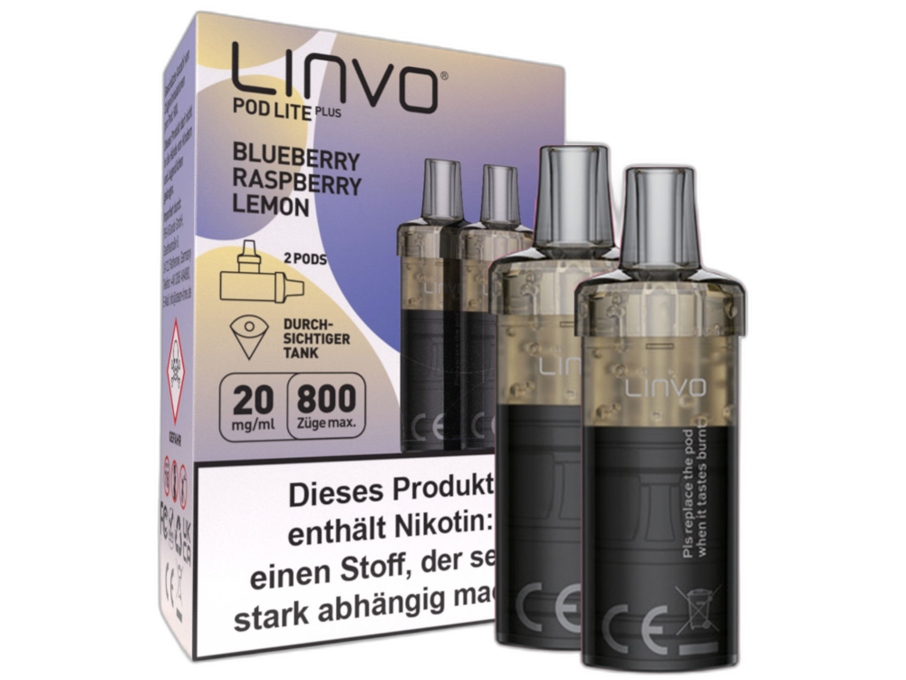 Linvo - Pod Lite Plus Cartridge Blueberry Raspberry Lemon 20 mg/ml (2 Stück pro Packung) 10er Packung