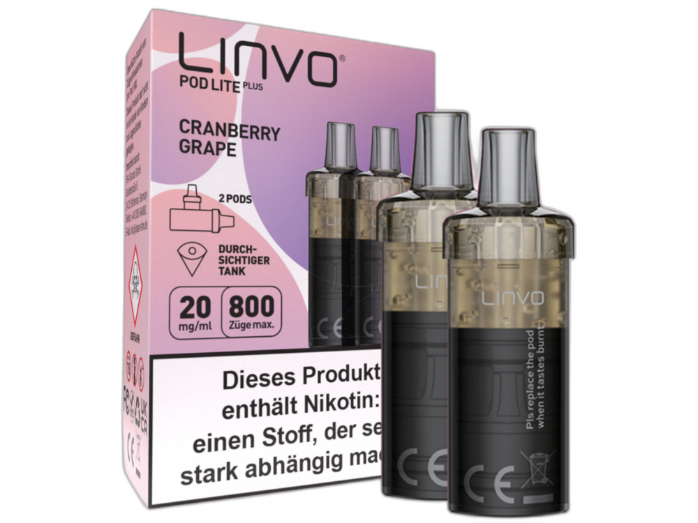 Linvo - Pod Lite Plus Cartridge Cranberry Grape 20 mg/ml (2 Stück pro Packung) 10er Packung