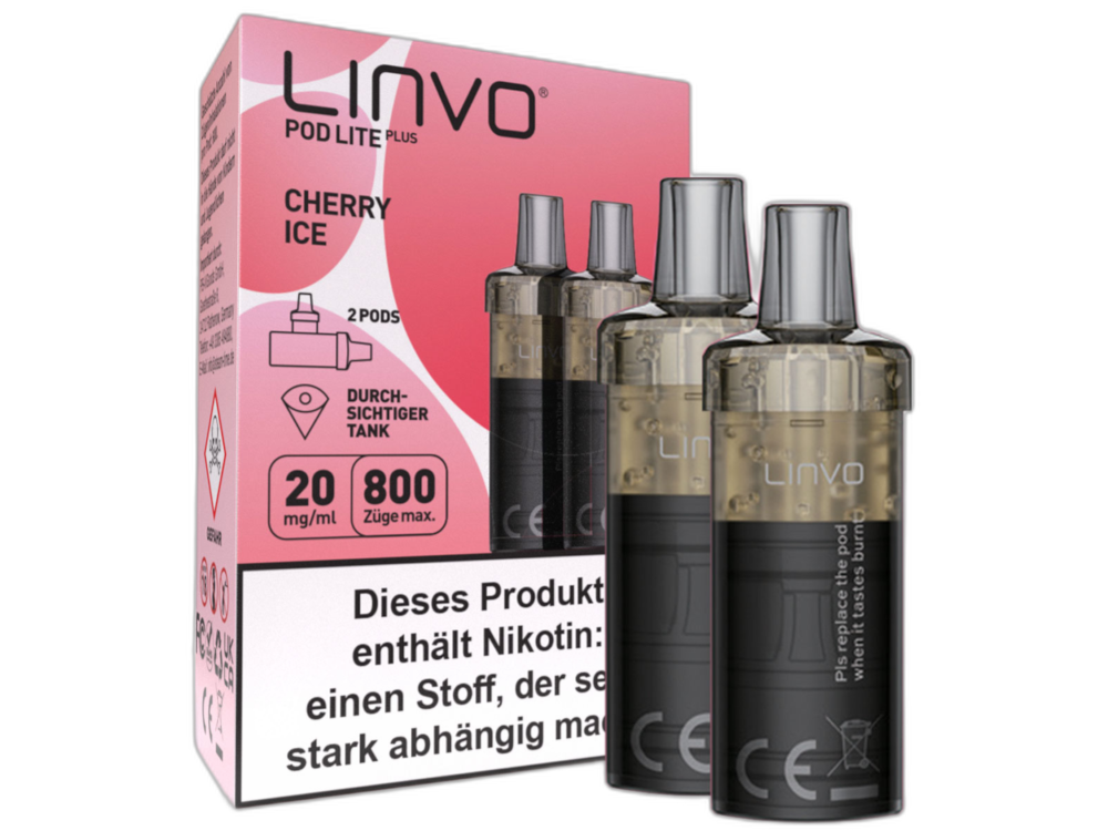 Linvo - Pod Lite Plus Cartridge Cherry Ice 20 mg/ml (2 Stück pro Packung) 10er Packung