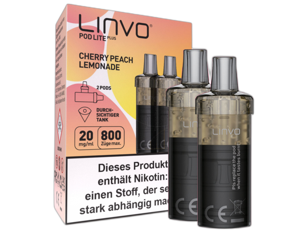Linvo - Pod Lite Plus Cartridge Cherry Peach Lemonade 20 mg/ml (2 Stück pro Packung) 300er Packung