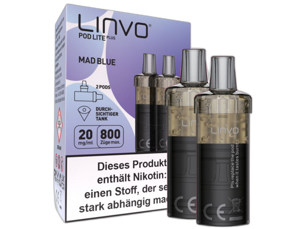 Linvo - Pod Lite Plus Cartridge Mad Blue 20 mg/ml (2 Stück pro Packung) 300er Packung
