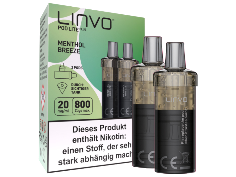 Linvo - Pod Lite Plus Cartridge Menthol Breeze 20 mg/ml (2 Stück pro Packung) 10er Packung