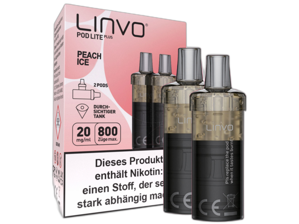 Linvo - Pod Lite Plus Cartridge Peach Ice 20 mg/ml (2 Stück pro Packung) 300er Packung