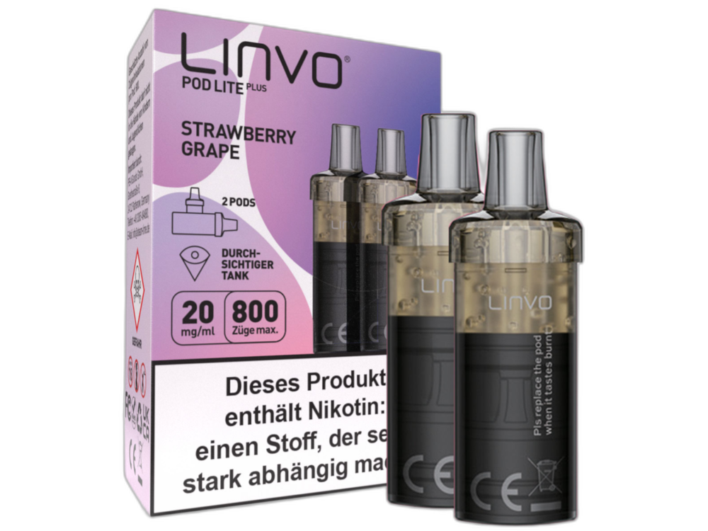Linvo - Pod Lite Plus Cartridge Strawberry Grape 20 mg/ml (2 Stück pro Packung) 300er Packung
