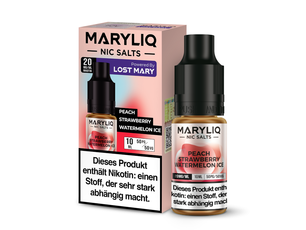 MARYLIQ - Peach Strawberry Watermelon Ice - Nikotinsalz Liquid 20 mg/ml 200er Packung