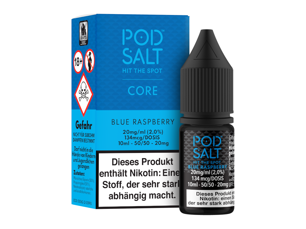 Pod Salt Core - Blue Raspberry - Nikotinsalz Liquid 20 mg/ml 5er Packung