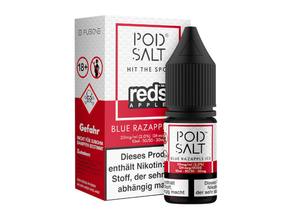 Pod Salt Fusion - Blue Razapple Ice - Nikotinsalz Liquid 20 mg/ml 100er Packung