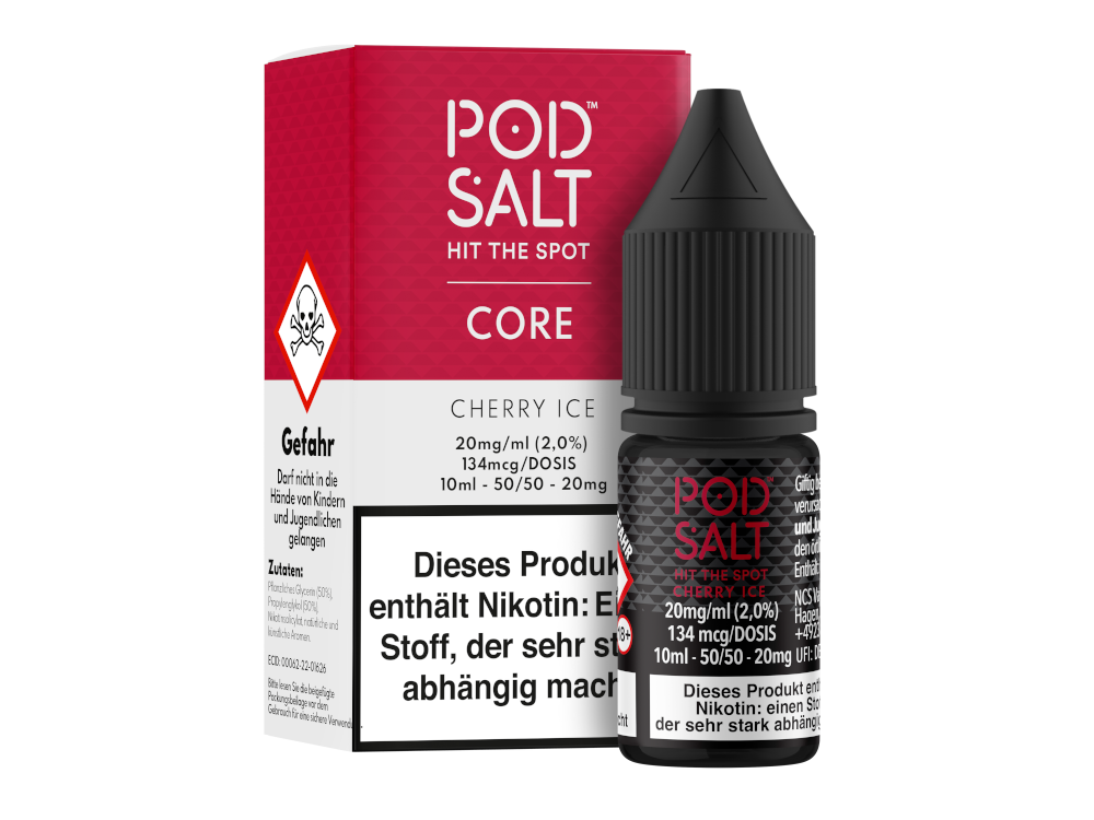 Pod Salt Core - Cherry Ice - Nikotinsalz Liquid 20 mg/ml 5er Packung