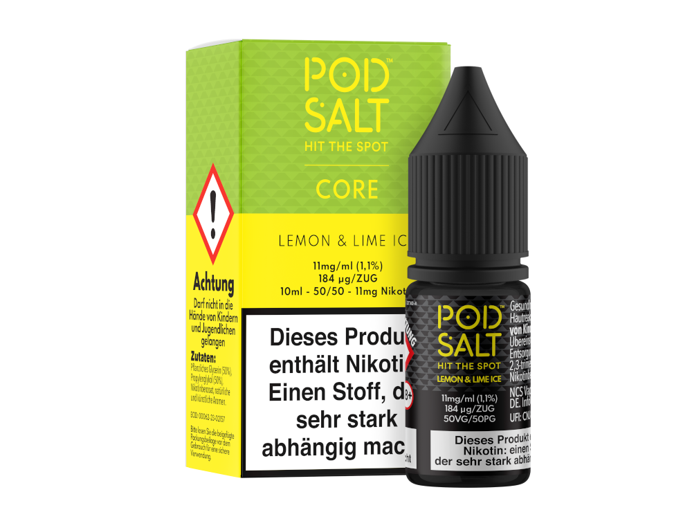 Pod Salt Core - Lemon & Lime Ice - Nikotinsalz Liquid 11 mg/ml 100er Packung