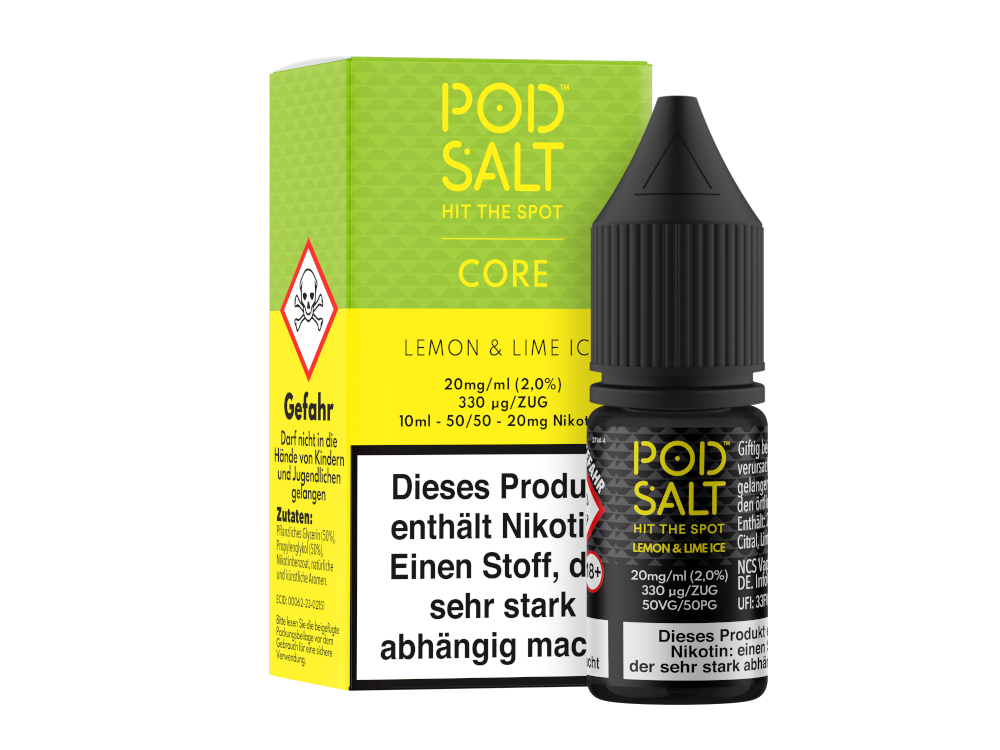 Pod Salt Core - Lemon & Lime Ice - Nikotinsalz Liquid 20 mg/ml 100er Packung