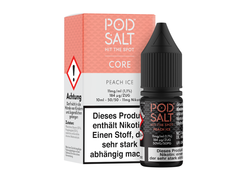 Pod Salt Core - Peach Ice - Nikotinsalz Liquid 11 mg/ml 100er Packung