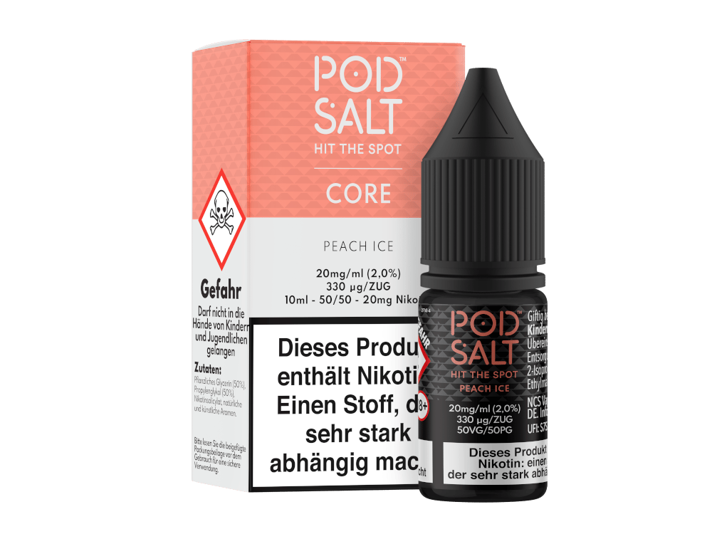 Pod Salt Core - Peach Ice - Nikotinsalz Liquid 20 mg/ml 100er Packung