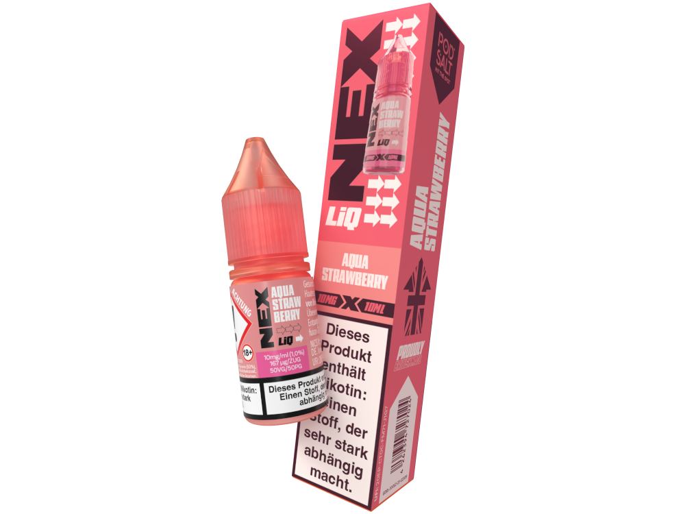 Pod Salt - NexLiq - Aqua Strawberry - Nikotinsalz Liquid 10 mg/ml 200er Packung