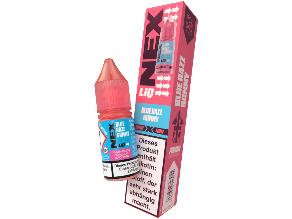 Pod Salt - NexLiq - Blue Razz Gummy - Nikotinsalz Liquid 10 mg/ml 200er Packung