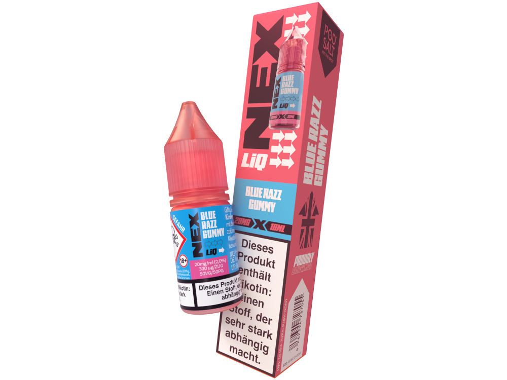 Pod Salt - NexLiq - Blue Razz Gummy - Nikotinsalz Liquid 20 mg/ml 200er Packung