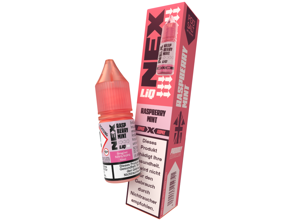 Pod Salt - NexLiq - Raspberry Mint - Nikotinsalz Liquid 0 mg/ml 200er Packung