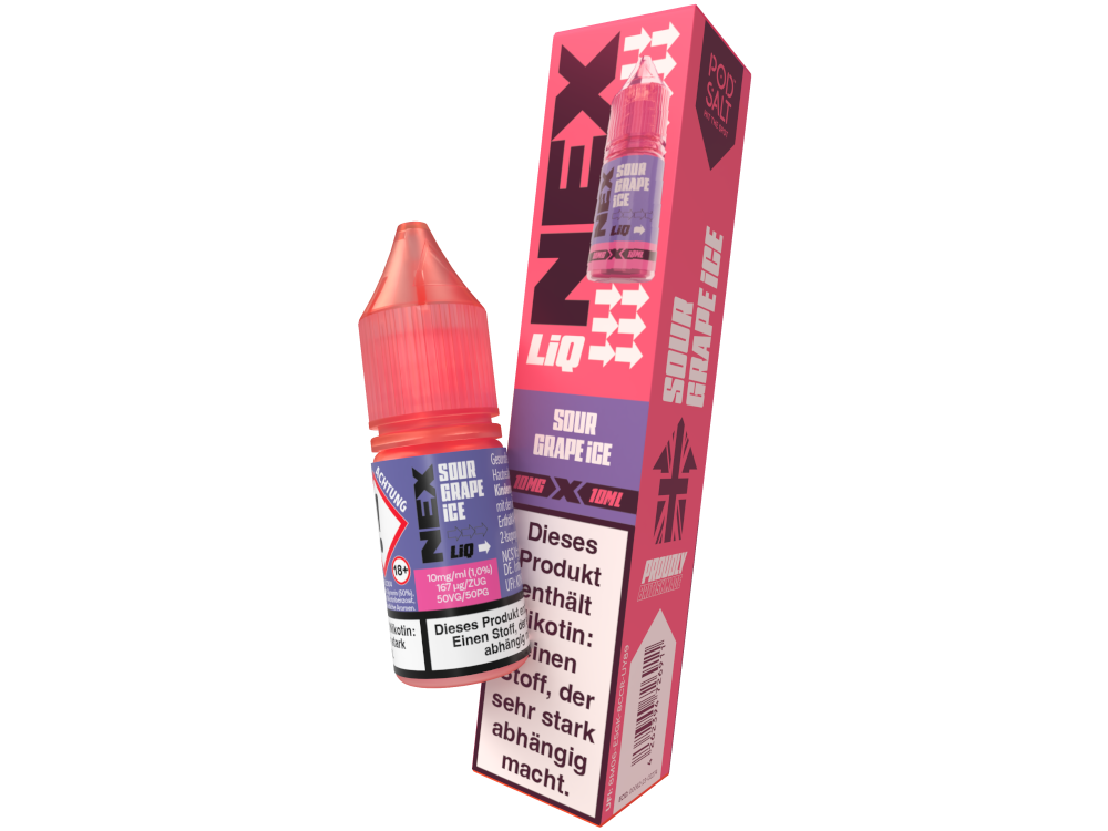 Pod Salt - NexLiq - Sour Grape Ice - Nikotinsalz Liquid 10 mg/ml 200er Packung