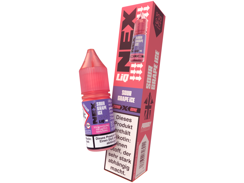 Pod Salt - NexLiq - Sour Grape Ice - Nikotinsalz Liquid 20 mg/ml 10er Packung