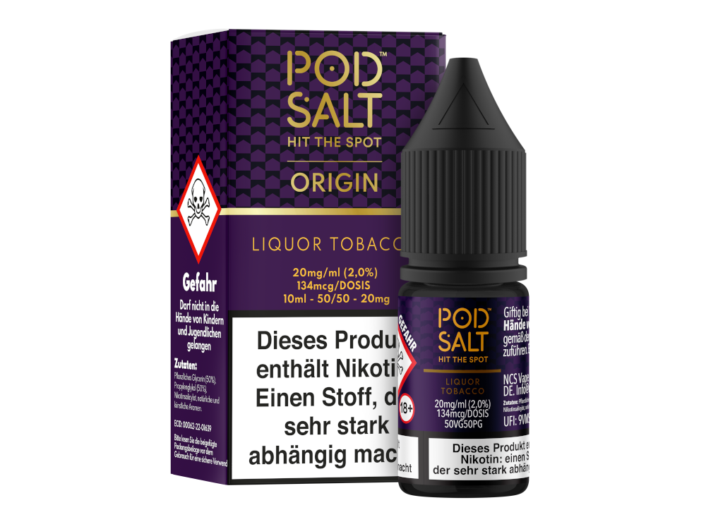Pod Salt Origin - Liquor Tobacco - Nikotinsalz Liquid 20 mg/ml 5er Packung