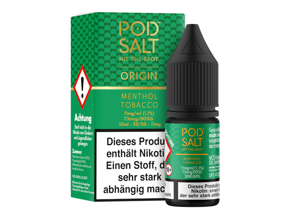 Pod Salt Origin - Menthol Tobacco - Nikotinsalz Liquid 11 mg/ml 5er Packung