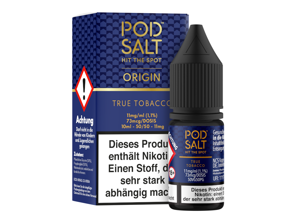 Pod Salt Origin - True Tobacco - Nikotinsalz Liquid 11 mg/ml 100er Packung