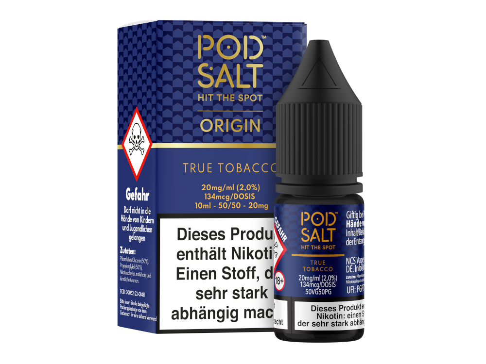 Pod Salt Origin - True Tobacco - Nikotinsalz Liquid 20 mg/ml 100er Packung