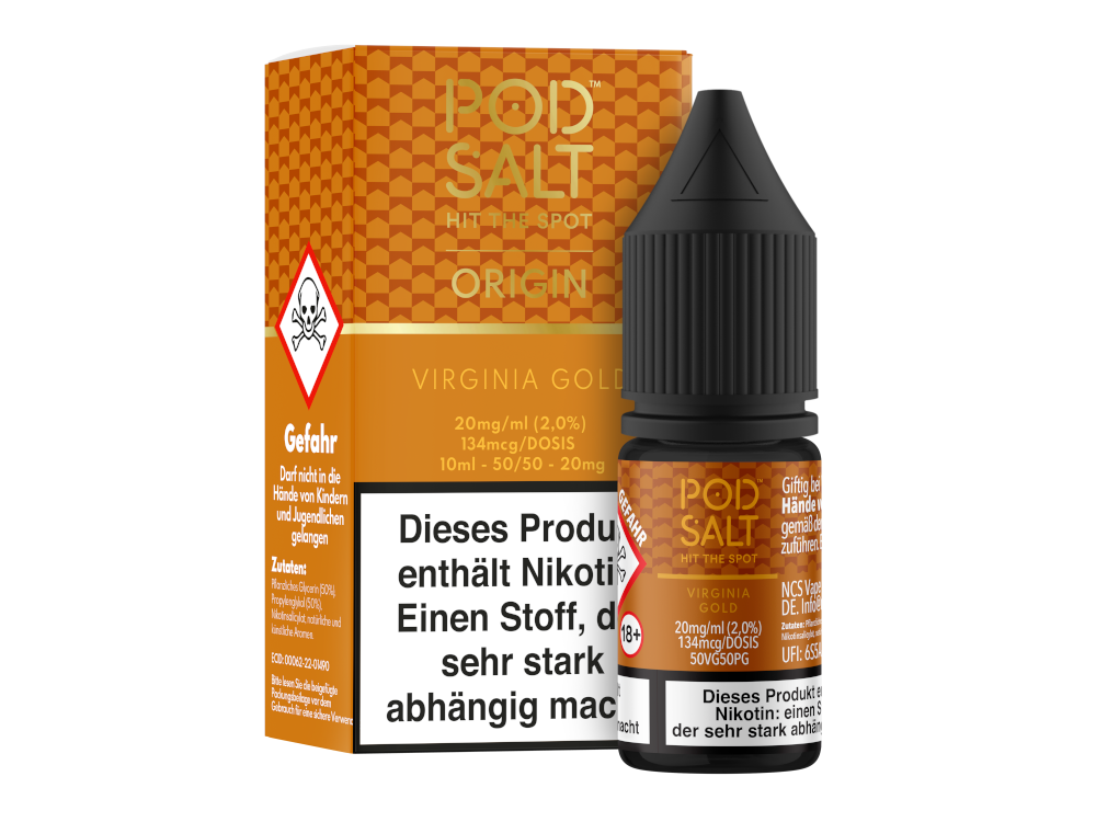 Pod Salt Origin - Virginia Gold - Nikotinsalz Liquid 20 mg/ml 100er Packung