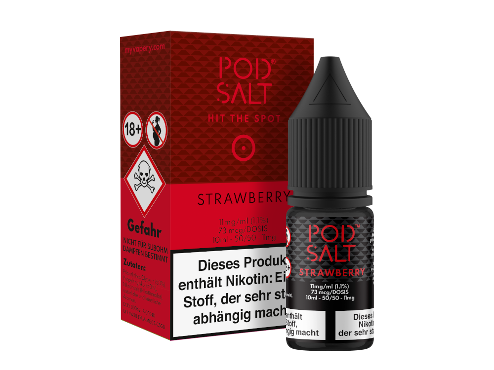 Pod Salt - Strawberry - Nikotinsalz Liquid 11 mg/ml 100er Packung
