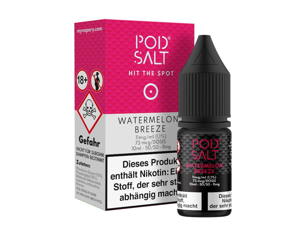 Pod Salt - Watermelon Breeze - Nikotinsalz Liquid 11 mg/ml 5er Packung