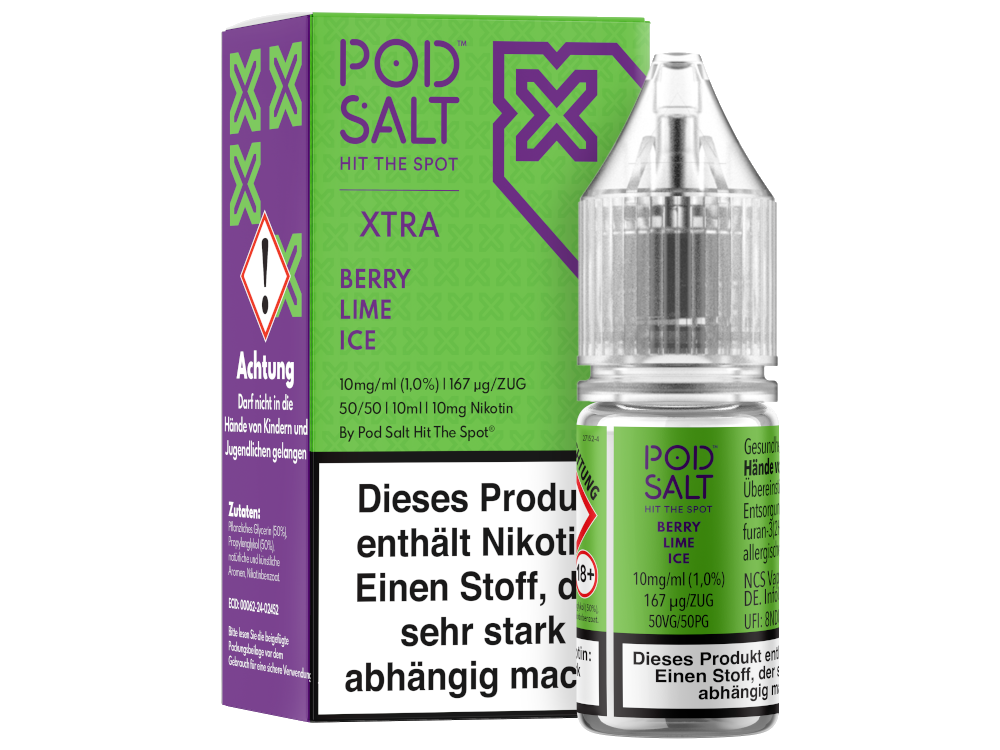 Pod Salt X - Berry Lime Ice - Nikotinsalz Liquid 10 mg/ml 100er Packung