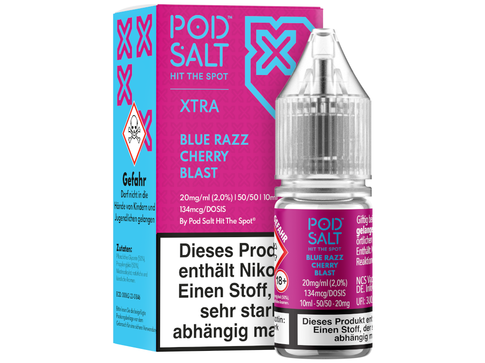 Pod Salt X - Blue Razz Cherry Blast - Nikotinsalz Liquid 20 mg/ml 100er Packung