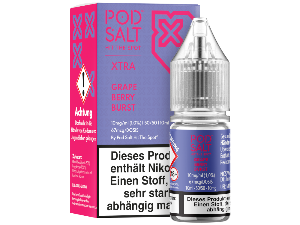 Pod Salt X - Grape Berry Burst - Nikotinsalz Liquid 10 mg/ml 100er Packung
