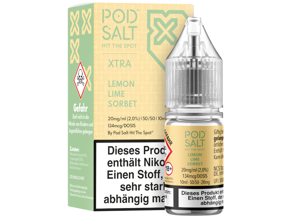 Pod Salt X - Lemon Lime Sorbet - Nikotinsalz Liquid 20 mg/ml 5er Packung