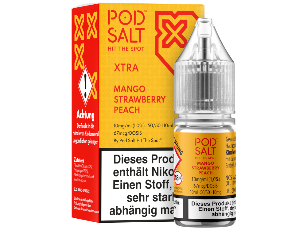 Pod Salt X - Mango Strawberry Peach - Nikotinsalz Liquid 10 mg/ml 100er Packung