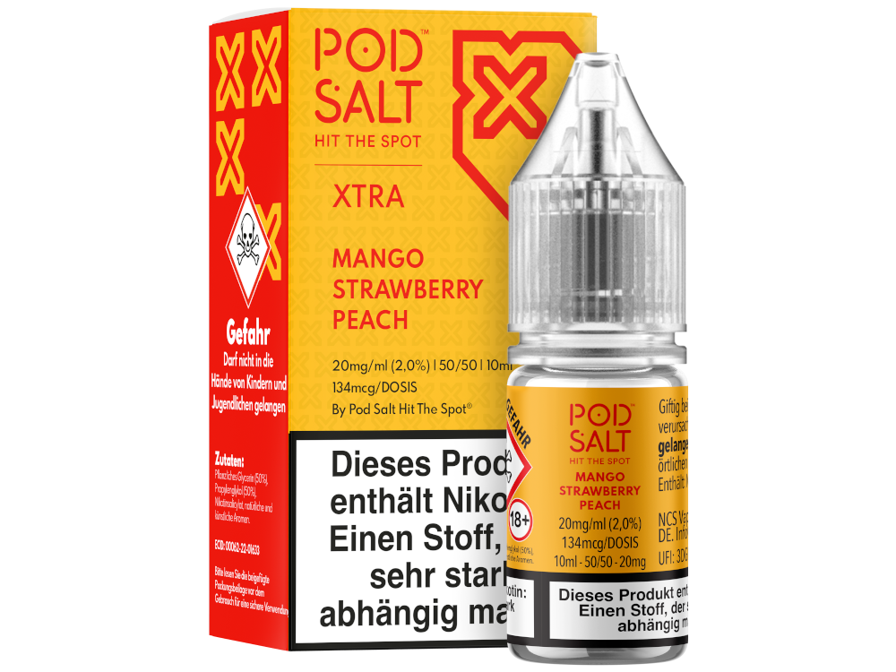 Pod Salt X - Mango Strawberry Peach - Nikotinsalz Liquid 20 mg/ml