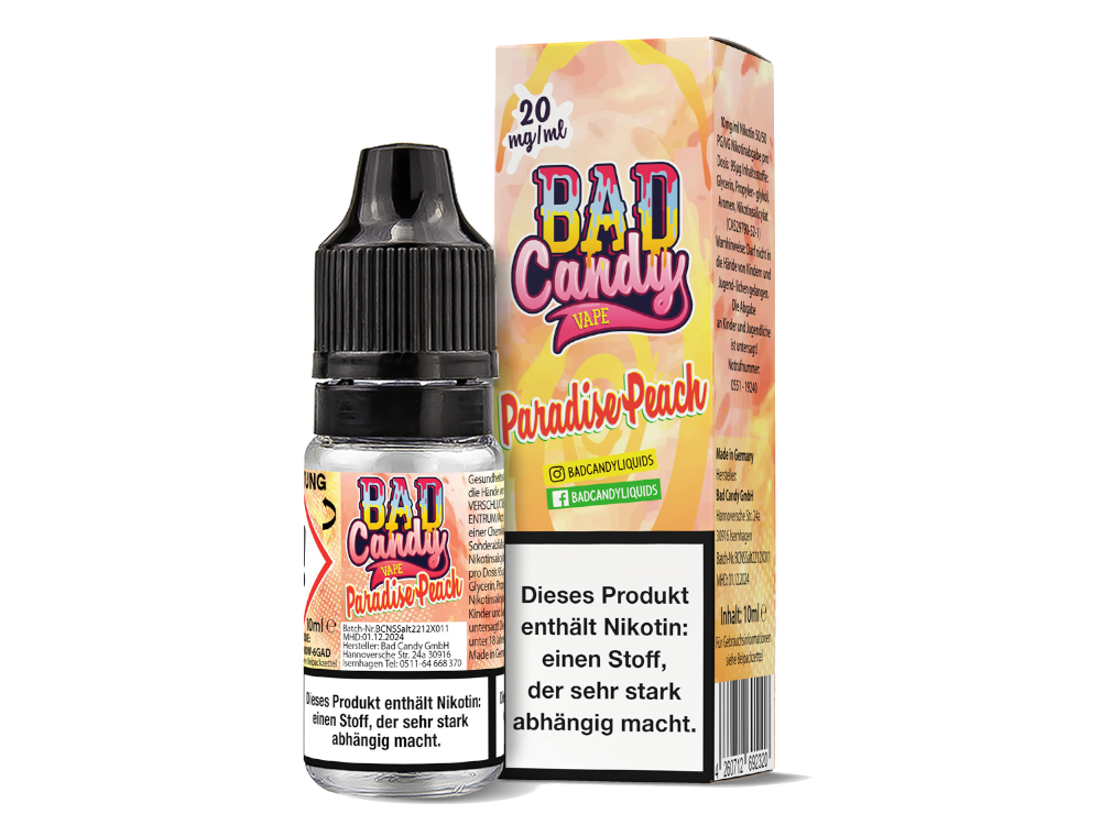 Bad Candy Liquids - Paradise Peach - Nikotinsalz Liquid 20 mg/ml 10er Packung