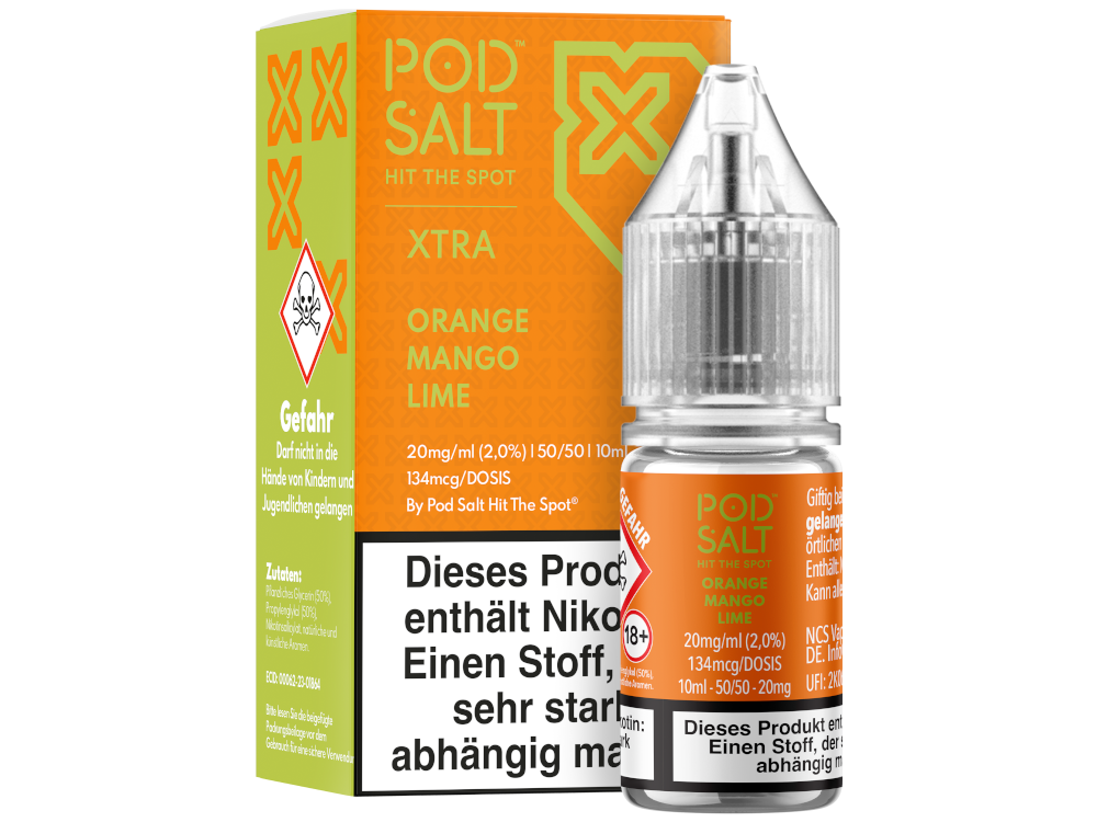 Pod Salt X - Orange Mango Lime - Nikotinsalz Liquid 20 mg/ml 100er Packung