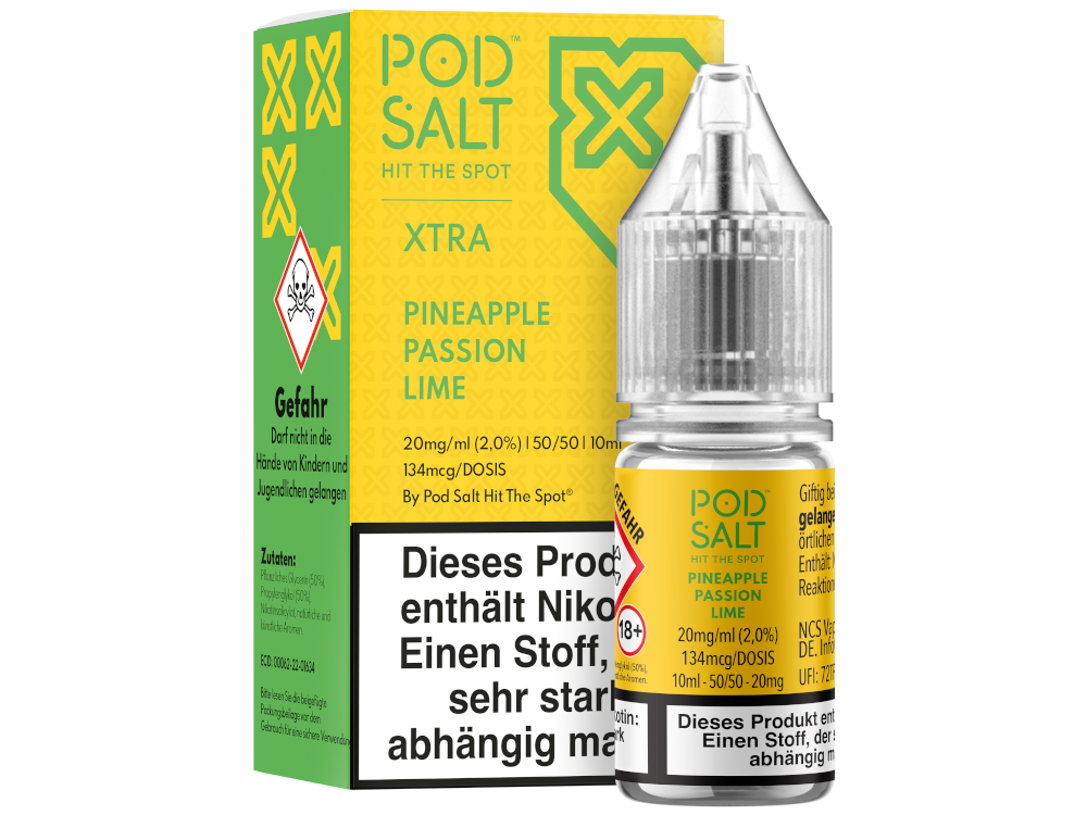 Pod Salt X - Pineapple Passion Lime - Nikotinsalz Liquid 20 mg/ml 100er Packung