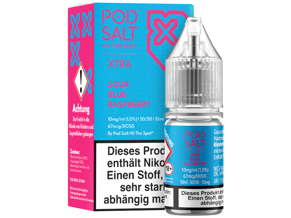 Pod Salt X - Sour Blue Raspberry - Nikotinsalz Liquid 10 mg/ml 5er Packung
