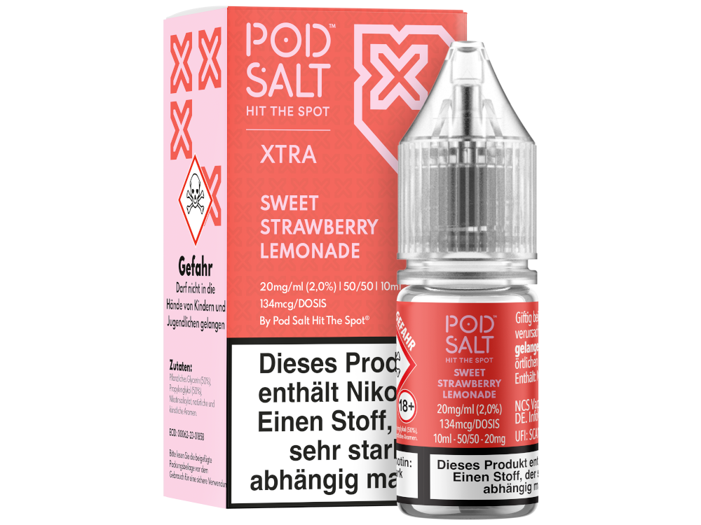 Pod Salt X - Sweet Strawberry Lemonade - Nikotinsalz Liquid 20 mg/ml