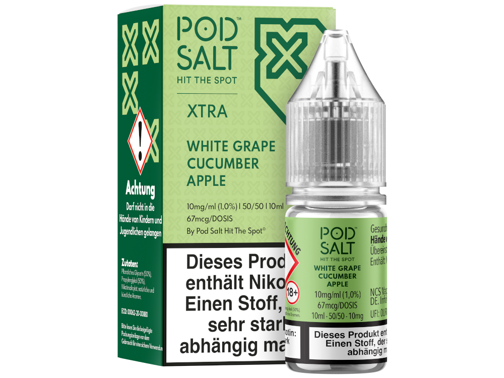 Pod Salt X - White Grape Cucumber Apple - Nikotinsalz Liquid 10 mg/ml 100er Packung