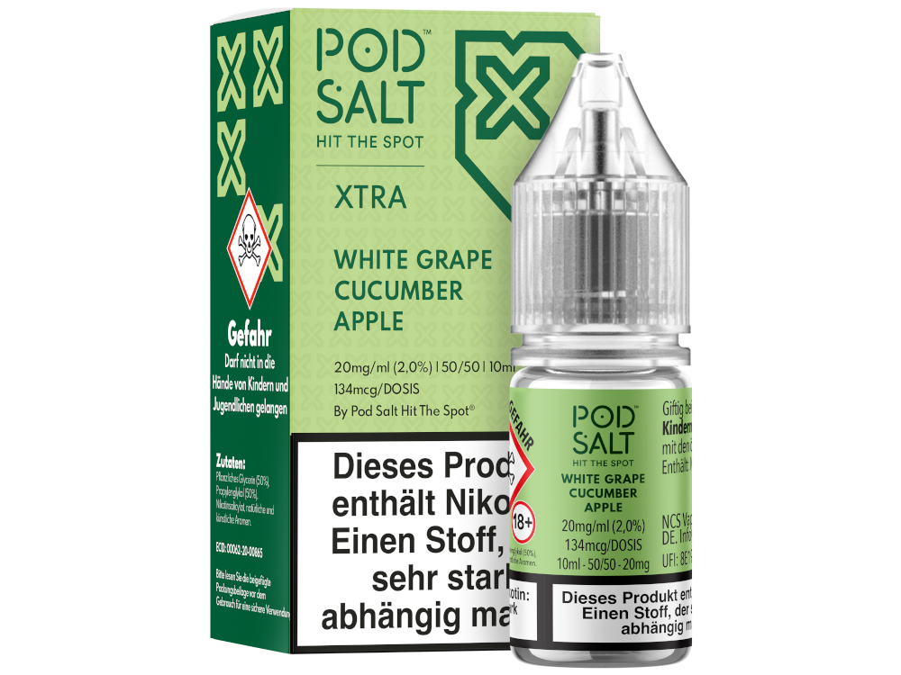 Pod Salt X - White Grape Cucumber Apple - Nikotinsalz Liquid 20 mg/ml