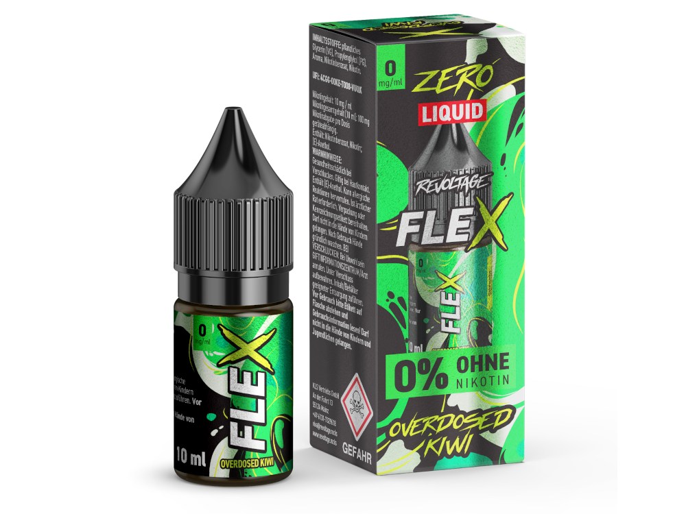 Revoltage - FLEX - Overdosed Kiwi - Nikotinsalz Liquid 0 mg/ml 450er Packung