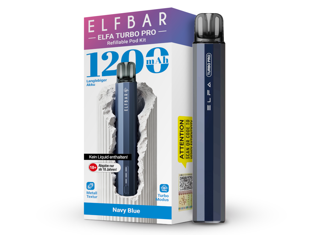 Elfbar - Elfa Turbo Pro E-Zigaretten Set Navy Blue 100er Packung